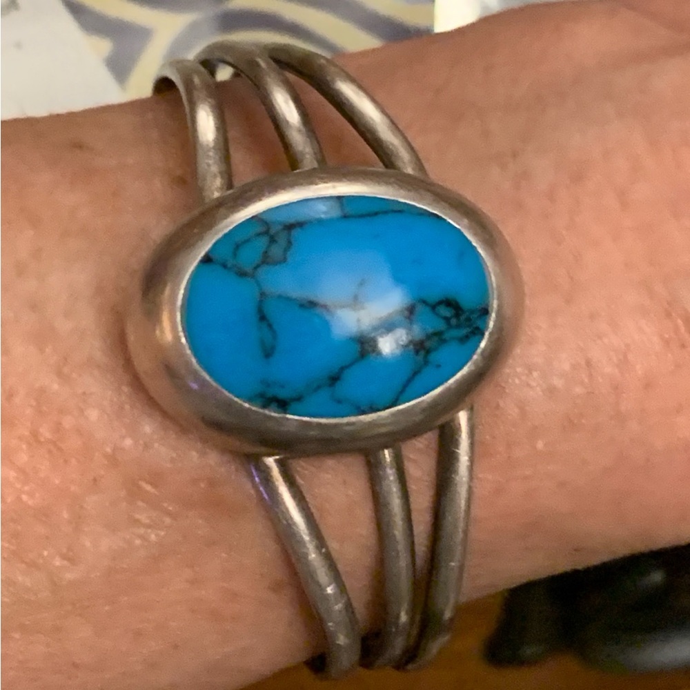 Vintage Sterling Turquoise Cuff Bracelet